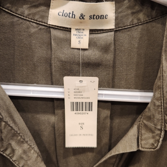 Anthropologie Cloth & Stone Lace-Up Back Shirt Dress, Olive, Size US S - Picture 3 of 7